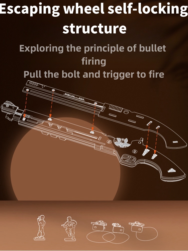 Handcrafted model of revolver DIY gift, creative toy for boys, birthday gift for 10-year-old children